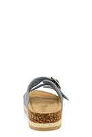 Womens Crochet Double Buckle Espadrille Footbed Sandals, Blue, Size 9