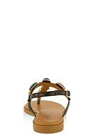 Womens Gemstone Buckle Strap Thong Sandals,