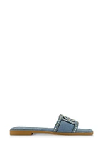 Womens Studded Cut Out Band Slide Sandals,