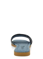 Womens Studded Cut Out Band Slide Sandals,