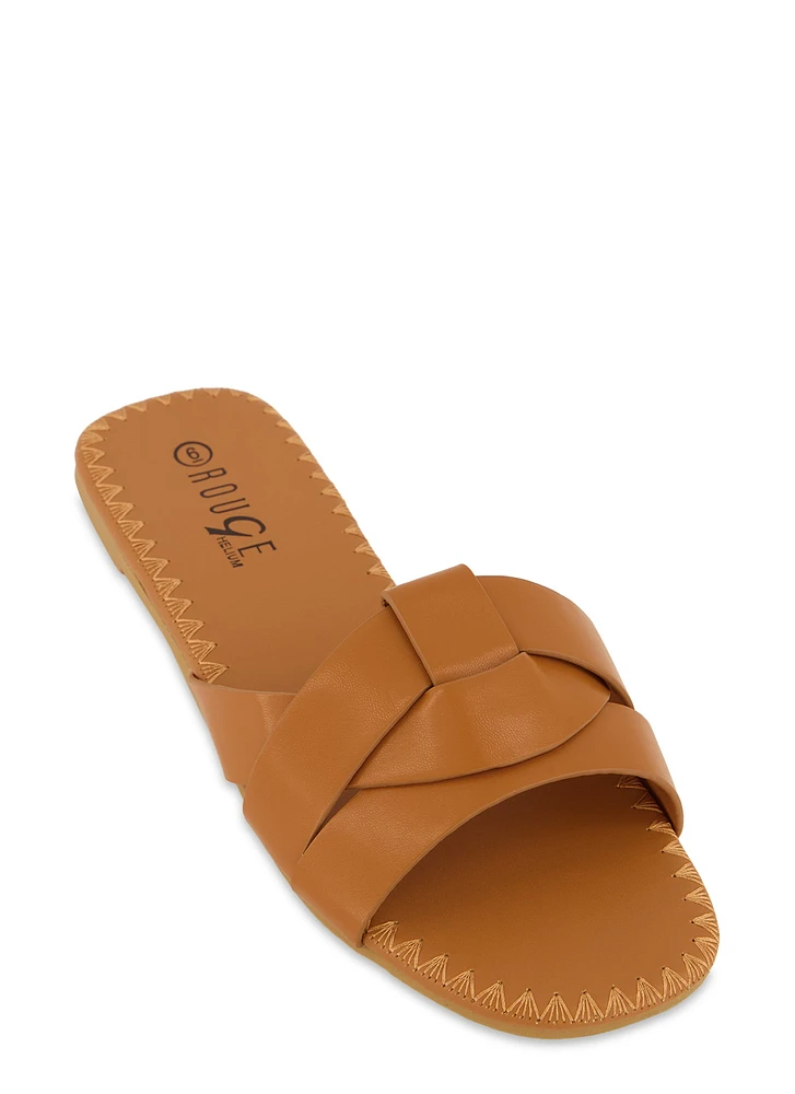 Womens Woven Band Slide Sandals,