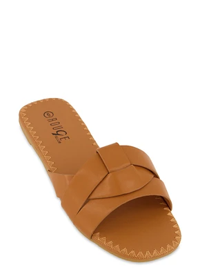 Womens Woven Band Slide Sandals,