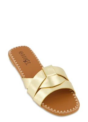 Womens Woven Band Slide Sandals,