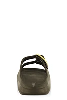 Womens Double Buckle Band Slide Sandals,