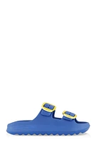 Womens Double Buckle Band Slide Sandals,