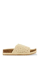 Womens Crochet Band Low Platform Slide Sandals,