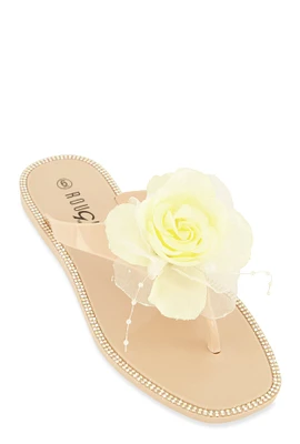 Womens Rose Jelly Thong Slide Sandals,