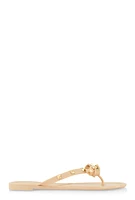 Womens Bow Studded Jelly Thong Slide Sandals,