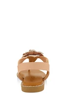 Womens Flower Rhinestone Corded Thong Sandals, Brown, Size 9