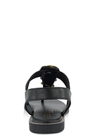 Womens Three Pendant Corded Thong Sandals, Black, Size 7