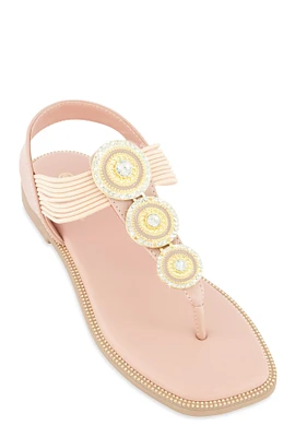 Womens Three Pendant Corded Thong Sandals,