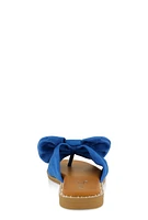 Womens Faux Suede Bow Thong Slide Sandals,