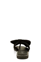 Womens Faux Suede Bow Thong Slide Sandals,