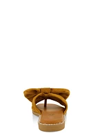 Womens Faux Suede Bow Thong Slide Sandals, Brown, Size 9