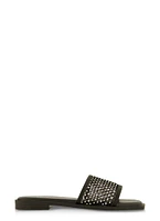Womens Rhinestone Mesh Band Slide Sandals,
