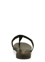 Womens Geometric Metallic Eyelet Thong Slide Sandals,