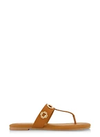 Womens Geometric Metallic Eyelet Thong Slide Sandals,