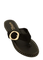 Womens Buckle Detail Thong Slide Sandals,