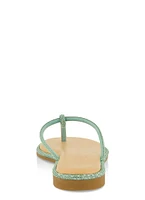 Womens Rhinestone Trim Thong Sandals,