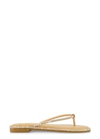 Womens Rhinestone Trim Thong Sandals,