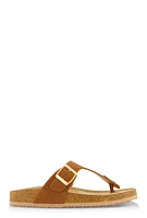 Womens Buckle Detail Thong Footbed Sandals,