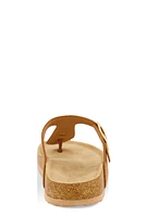 Womens Buckle Detail Thong Footbed Sandals,