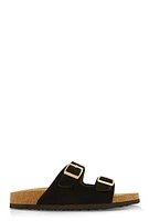 Womens Double Buckle Footbed Sandals,