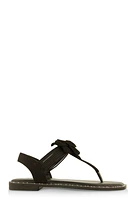 Womens Faux Suede Flower Corded Thong Sandals,