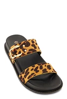 Womens Double Band Buckle Detail Footed Sandals,