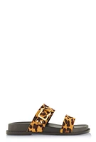 Womens Double Band Buckle Detail Footed Sandals,