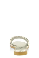 Womens Gemstone Studded Slide Sandals, Silver, Size 10