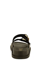 Womens Buckle Detail Double Band Footbed Sandals,