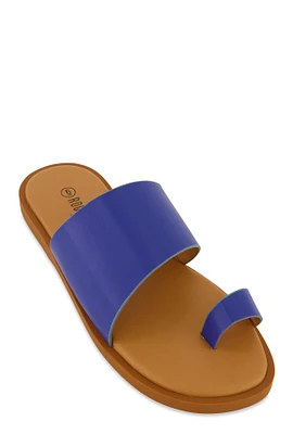 Womens Single Band Toe Loop Slide Sandals,