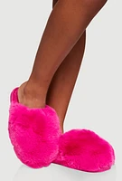 Womens Faux Fur Round Toe Slippers, 9-10