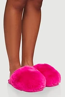 Womens Faux Fur Round Toe Slippers, Pink, Size 9-10