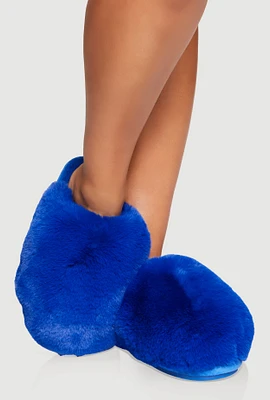 Womens Faux Fur Round Toe Slippers,