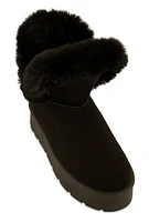 Womens Faux Fur Lined Platform Boots, Black,