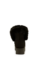 Womens Faux Fur Lined Platform Boots, Black,