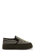 Womens Rhinestone Slip On Platform Sneakers,