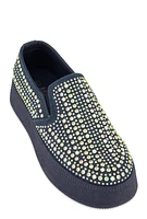 Womens Rhinestone Slip On Platform Sneakers, Blue, Size 9