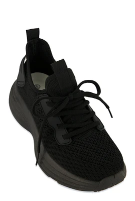 Womens Textured Knit Platform Athletic Sneakers, 10