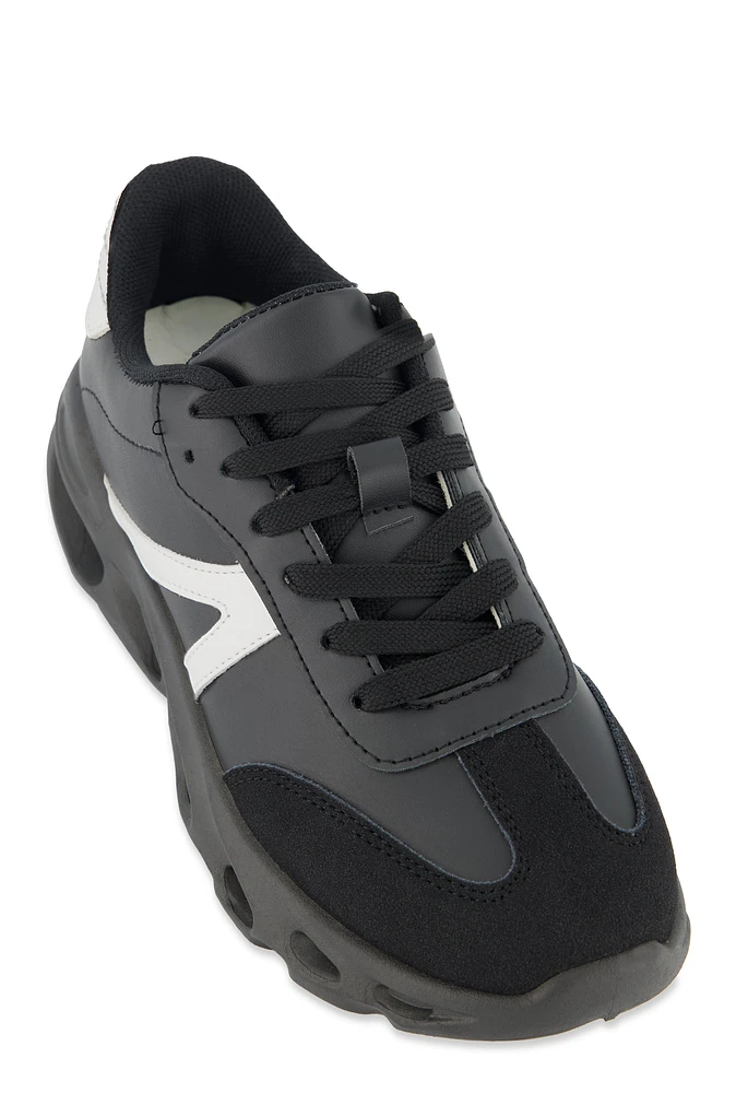 Womens Cut Out Sole Lace Up Sneakers,