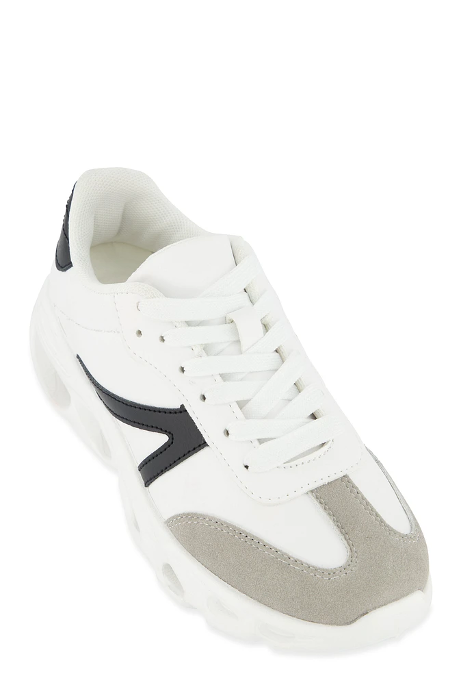 Womens Cut Out Sole Lace Up Sneakers,