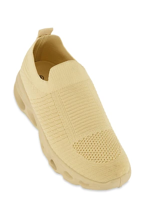 Womens Cut Out Sole Slip On Sneakers, Beige, Size 11