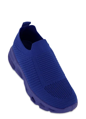 Womens Cut Out Sole Slip On Sneakers, Blue, Size 9
