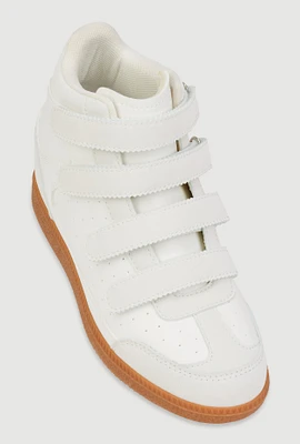 Womens Velcro Strap Wedge Sneakers, White, Size 6.5