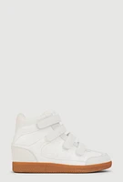 Womens Velcro Strap Wedge Sneakers, White, Size 6.5