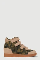Womens Velcro Strap Wedge Sneakers,