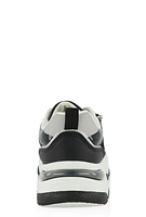 Womens Zipper Detail Chunky Sole Lace Up Sneakers, Black,