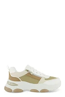 Womens Zipper Detail Chunky Sole Lace Up Sneakers,
